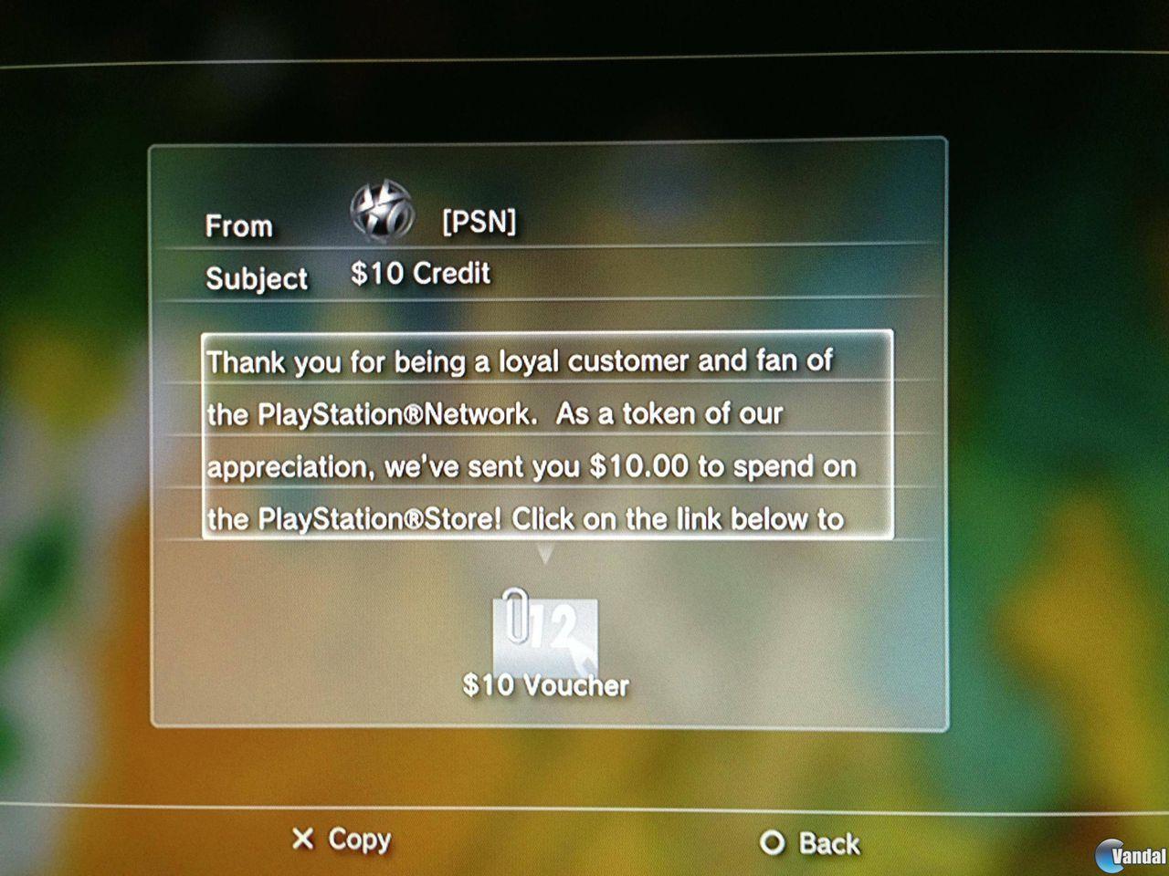 Sony estar�a regalando 10 d�lares en descargas a algunos usuarios de PlayStation Network