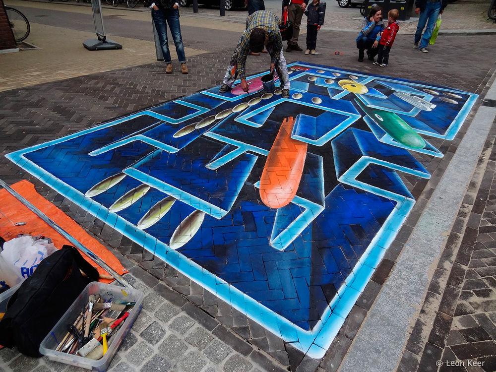 Pac-Man es inspiraci�n para una pintura de efecto tridimensional