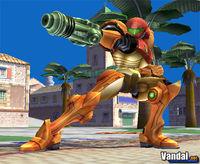 Samus Aran prepara su arma para Super Smash Bros. Brawl