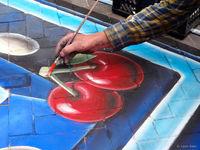 Pac-Man es inspiraci�n para una pintura de efecto tridimensional
