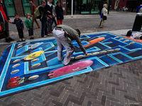 Pac-Man es inspiraci�n para una pintura de efecto tridimensional