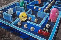 Pac-Man es inspiraci�n para una pintura de efecto tridimensional