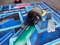 Pac-Man es inspiraci�n para una pintura de efecto tridimensional