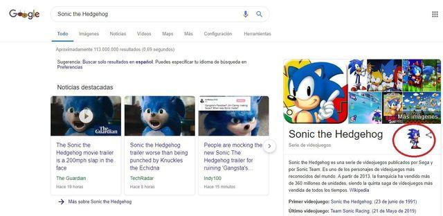 Sonic invades the Google search engine by surprise